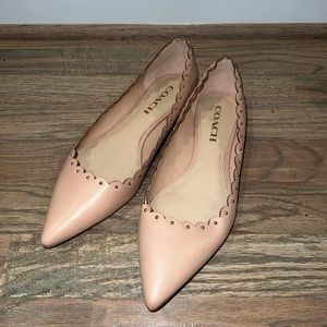 Coach Jill Leather Studded Pointed Toe Flats